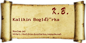 Kalikin Boglárka névjegykártya